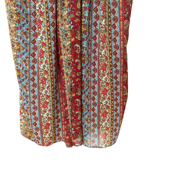 Oscar de la Renta 90s red blue floral boho adjustable strap sheer dress SIZE S - Picture 4 of 5